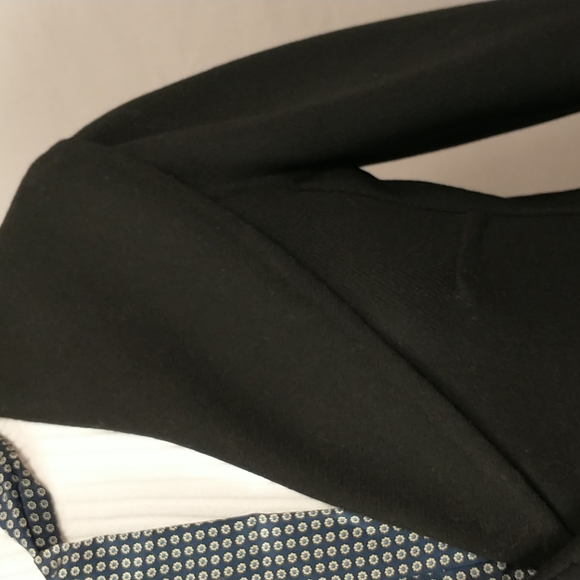 Black Wool Lightweight Jacket Wide Collar Pockets Classy Classic 6P Quality EUC - Picture 6 of 12